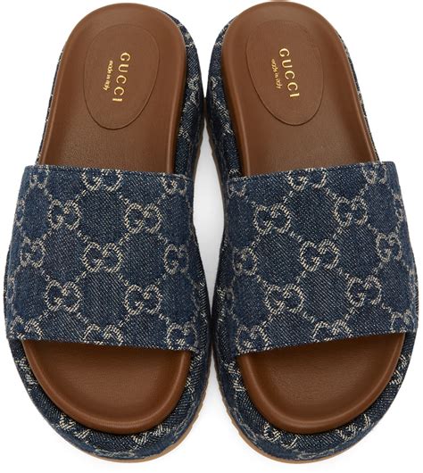 gucci slide platforms|gucci denim platform slides.